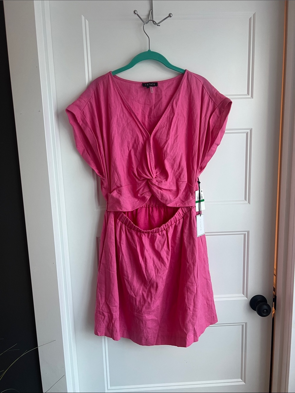 1.STATE Bright Pink Linen Dress